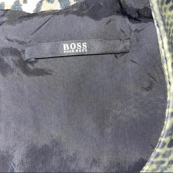 Hugo Boss Dress Silk 0 XS Black Label Green Snakeskin Print Cap Sleeve Moss $595 - Picture 7 of 7
